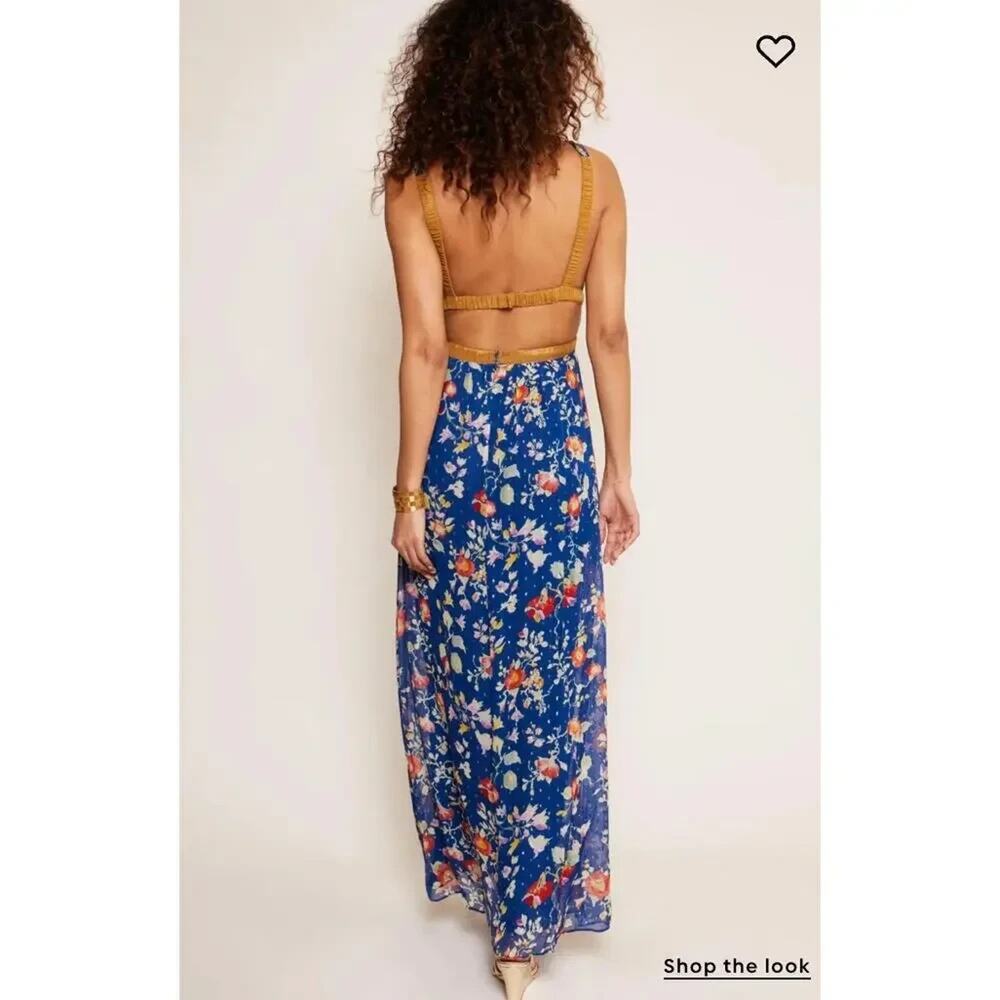 Rixo Charlotte Maxi Dress Blue Floral Size S - Picture 2 of 11